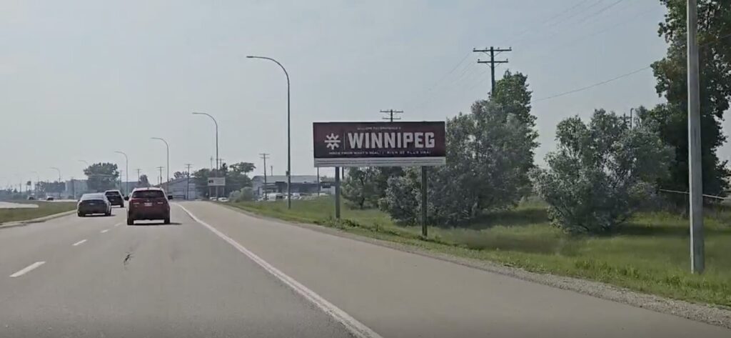 A sign welcoming visitors to Winnipeg, Manitoba